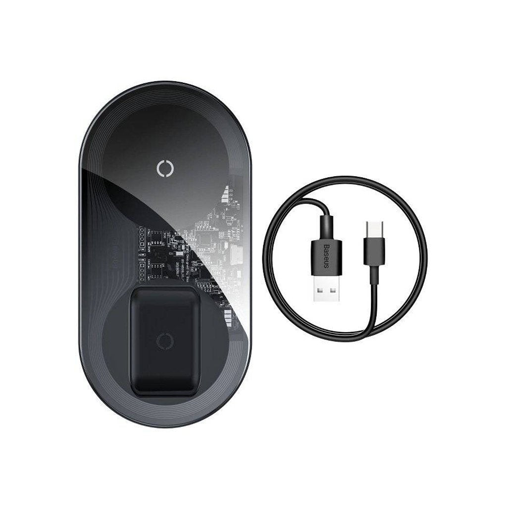 Baseus Simple 2in1 Wireless Charger Pro Edition For Phones+Pod — Transparent