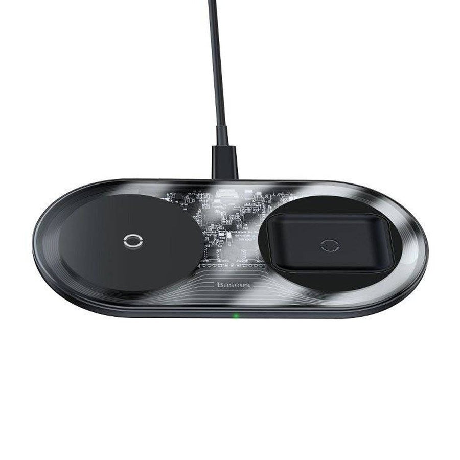 Baseus Simple 2in1 Wireless Charger Pro Edition For Phones+Pod — Transparent