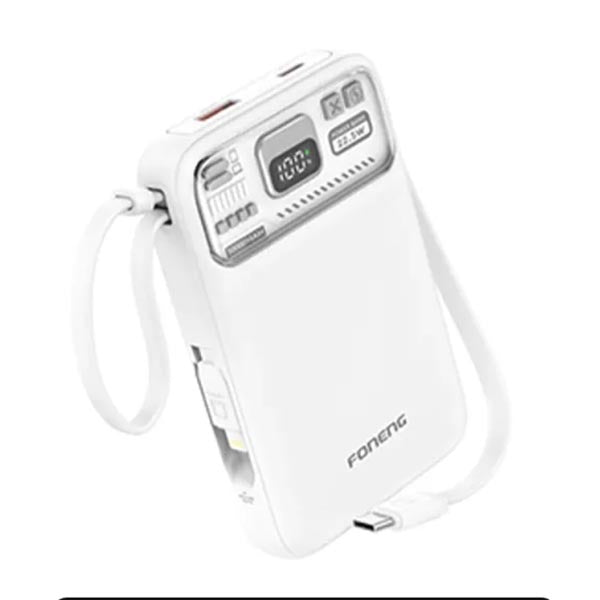 Foneng PX112 22.5W Magnetic With Dual Cables Wireless Power Bank - 10000mAh